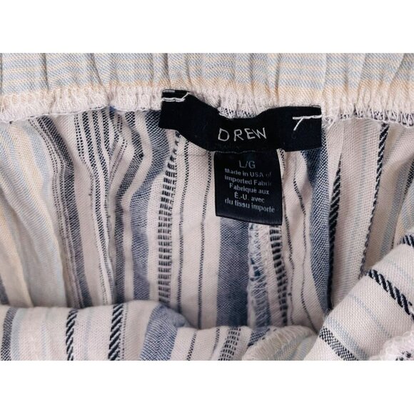 Drew Women's size Large Pull On Rayon & Linen Striped Wide-Leg Pants Linen Blend - Picture 2 of 7